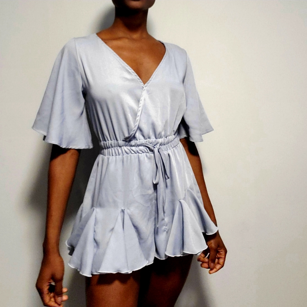 Grey V-neck Romper